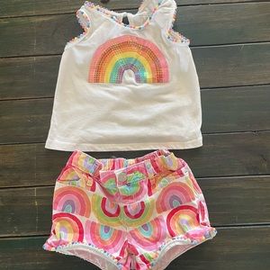 Rainbow sequin pom pom outfit